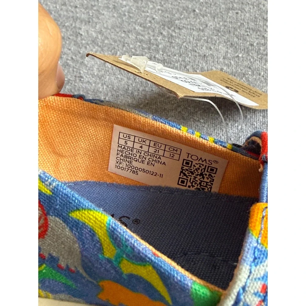 TOMS Shoes Alpargata Dinosaur Graphic Blue Multi Size 5 Toddler